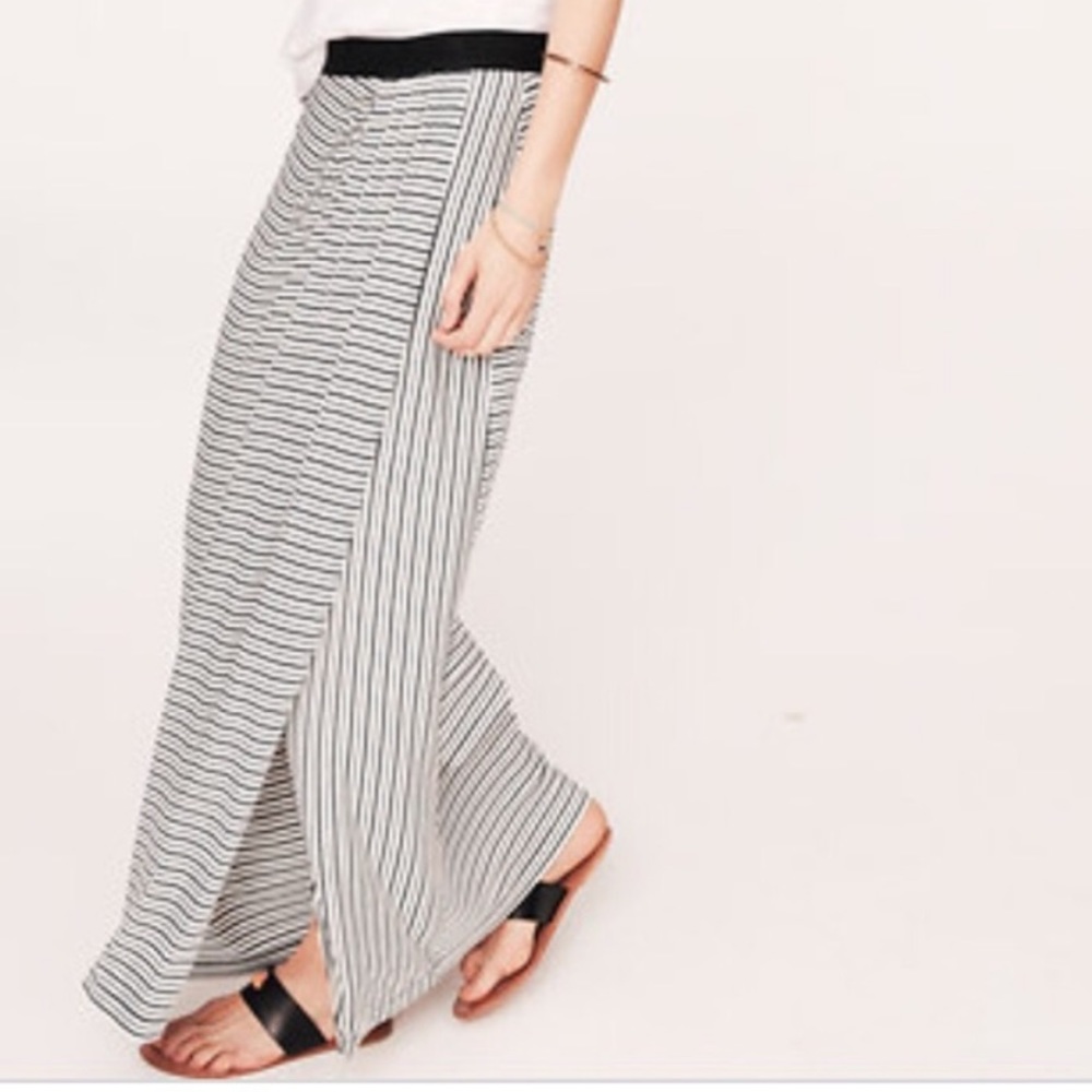 NWT Lou & Grey black/white stripe wrap maxi skirt